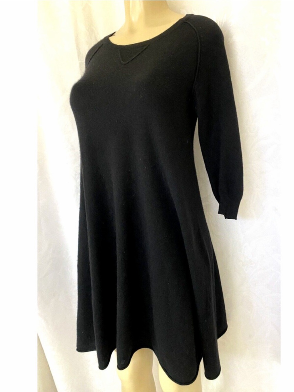 NWT Autumn Cashmere Flared Sweatshirt Sweater Dress Black L $385